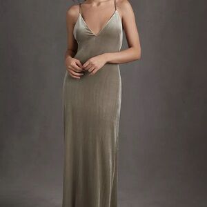 Jenny Yoo Stretch Velvet Sabrina Dress - Sage
